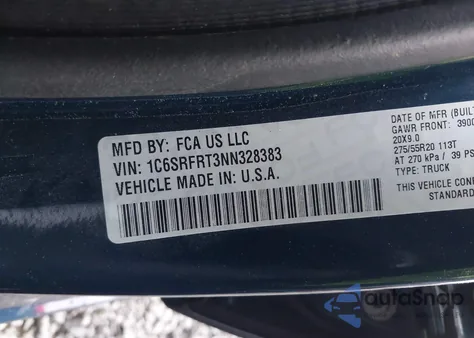 2022 Ram 1500 Laramie 4X4 6'4 Box from USA, damaged, VIN 1C6SRFRT3NN328383